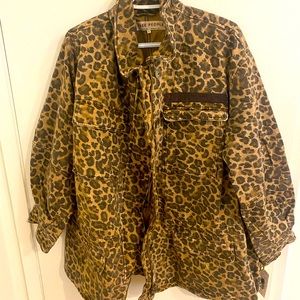 Oversized Leopard Print Denim Jacket